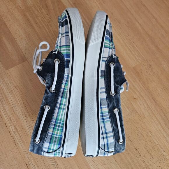 Sperry Top Sider Blue Green Plaid Boat Shoes sz 7.5M - Picture 5 of 8